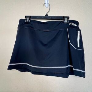 Fila Black Tennis Golf Mini Skort w/ Built-In Shorts & Zip Pocket Size L